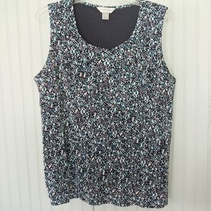 NWOT Ruffle Front Geometric Print Tank